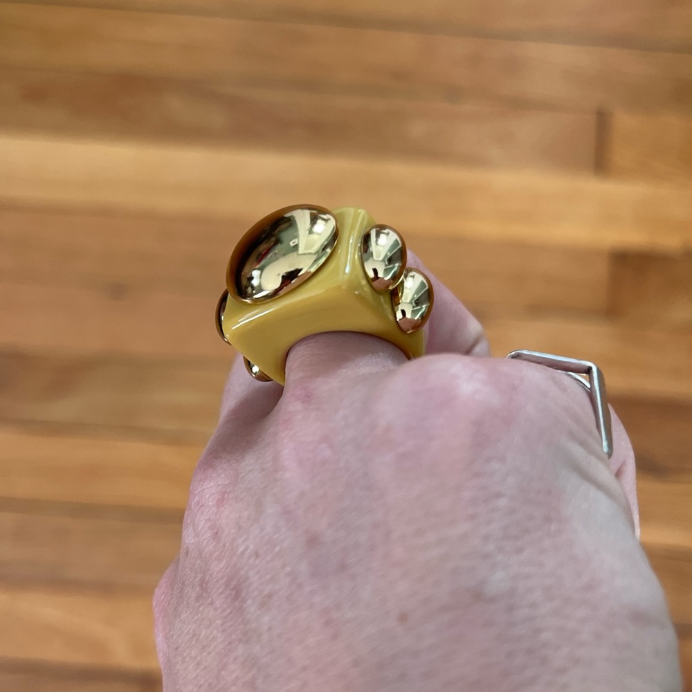 La Manso chunky yellow and gold dome ring size 6 - Picture 4 of 16